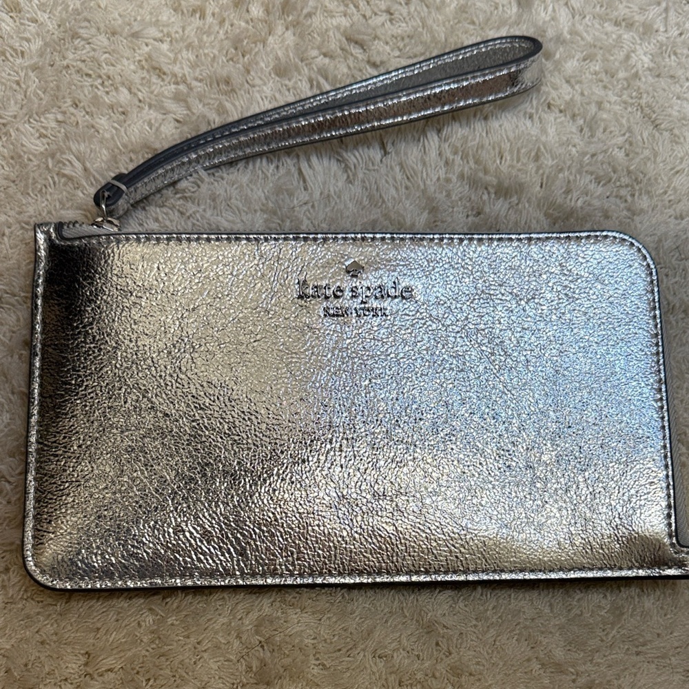 Kate Spade Metallic Medium Zip Wristlet Lunar Light